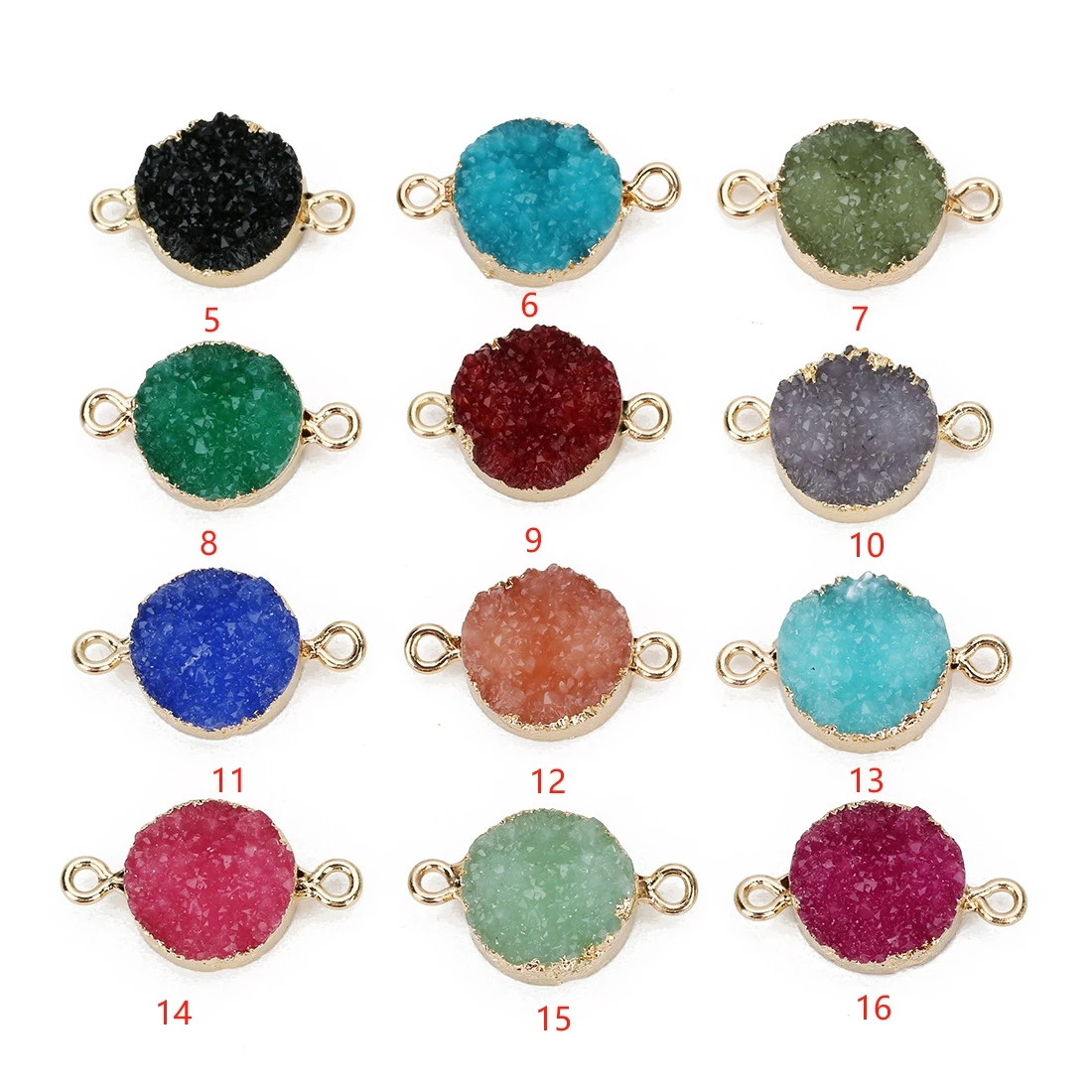 Custom Minimalist Stretch Jewelry For Women Healing Quartz Crystal Natural Druzy 18K Gold Filled Stainless Steel Beaded Bracelet