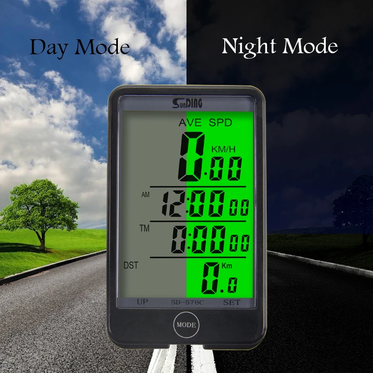 wholesale dropshipping SUNDING SD-576A Water Resistant Bicycle Speedometer Wired ComputerOdometer with LCD Backlight