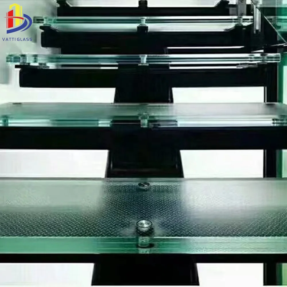 New Design Anti Skid Flooring Glass Anti Slip Temped Glass Stair Step