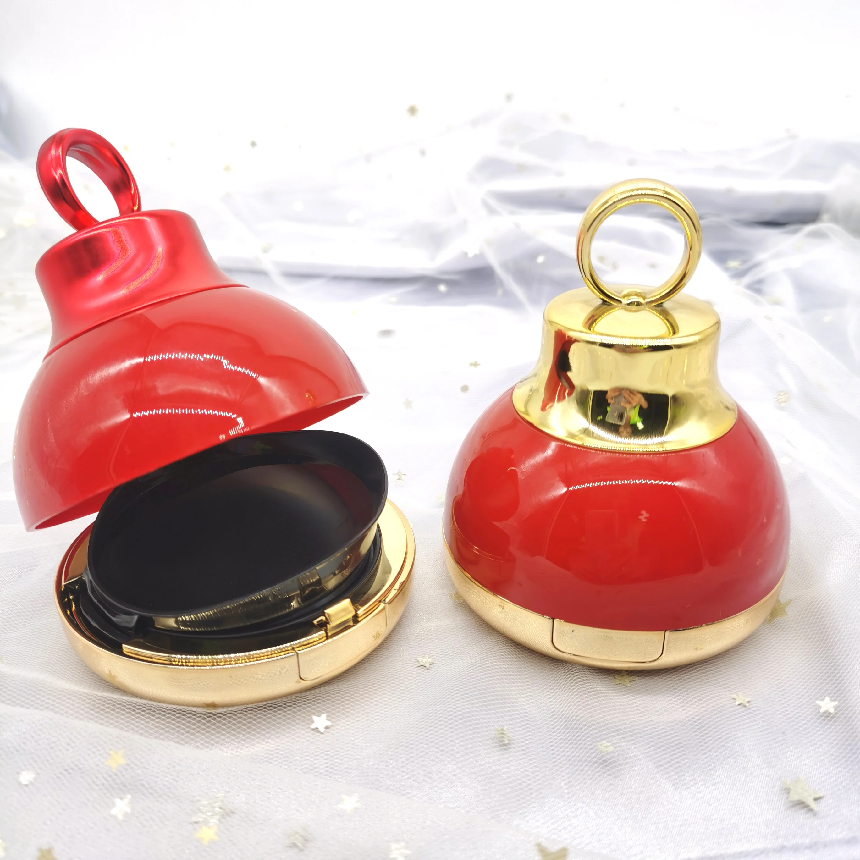 Mushroom head Red BB cream air cushion case packaging bell shape cosmetic cushion foundation case with puff