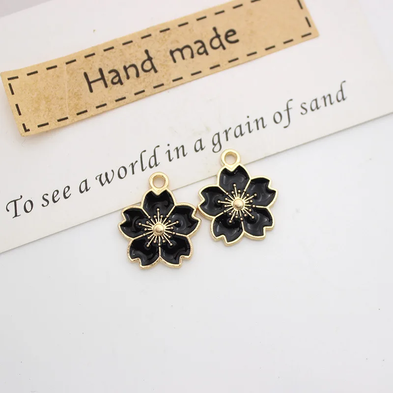 DIY drip alloy  five-petal flower pendant earrings bracelet necklace jewelry pendant flower key Buckle accessories