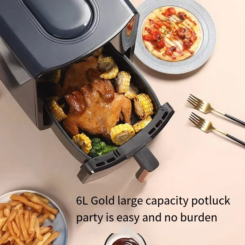 2024 Home Hotel 6L Large Capacity Square Oil-Free Automatic Electric Air Fryer Oven Multi-Function Intelligent Air Fryer