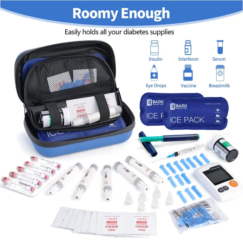 Custom logo portable eva hard shell thermal medical insulin pen carrying cooler travel case for diabetic