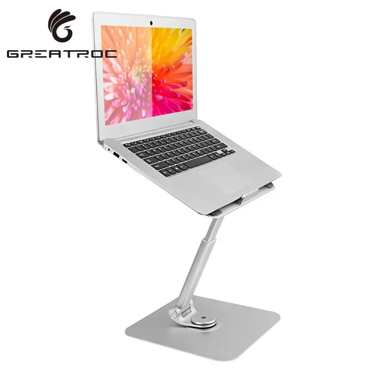 Great Roc laptop stand 2021 portable aluminium metal desktop foldable adjustable laptop stand holder with 360 degree rotation