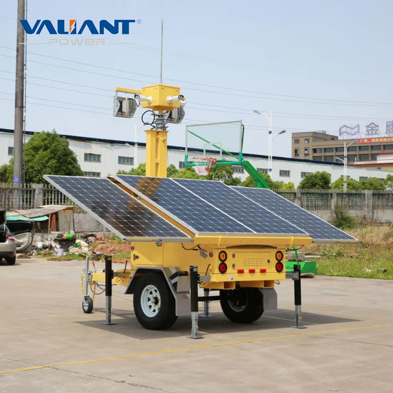 Surveillance system CCTV camera tower solar trailer