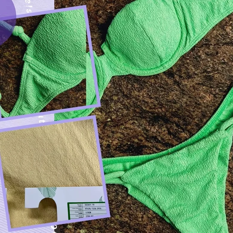 XA2851 OEM ODM custom elastic textured jacquard spandex swimwear cossie telas fabric 4 way stretch clothing for swimming