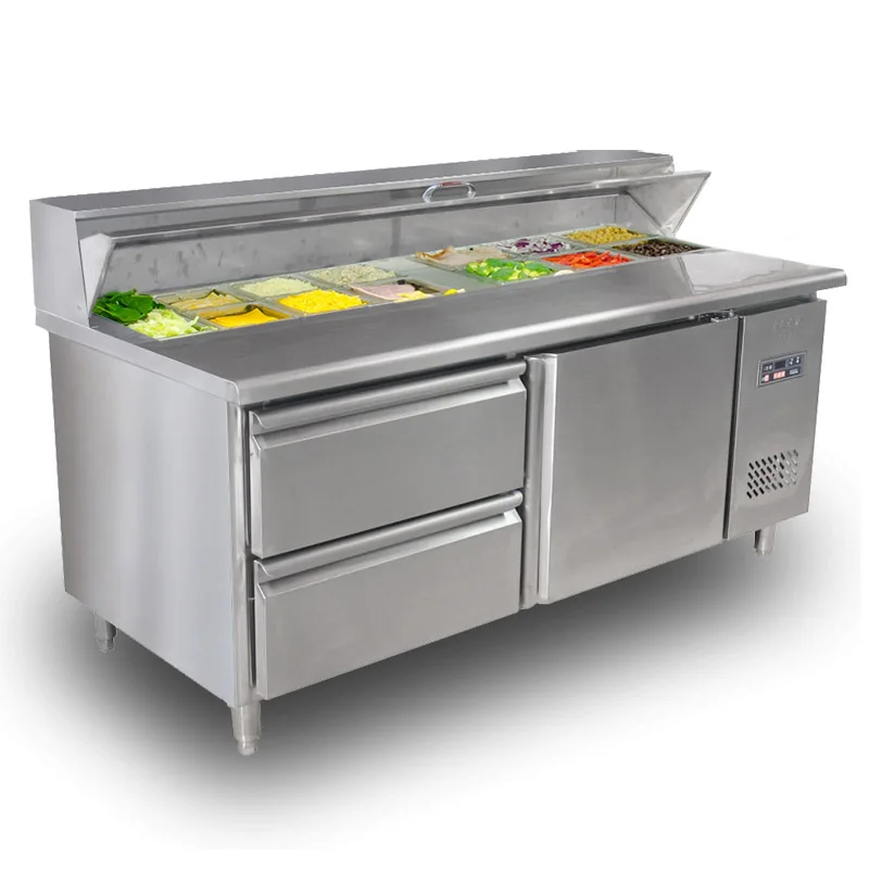 stainless steel refrigerated counter top commercial salad bar refrigerator