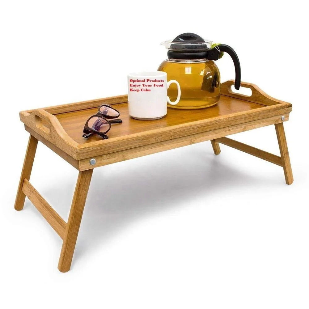 Bamboo Foldable Breakfast Table, Laptop Desk, Bed Serving Tray