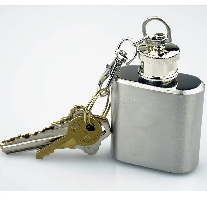 Portable 1oz Stainless Steel Alcohol Flagon, Keychain high quality mini keychain flask, 1ounce stainless steel hip flask