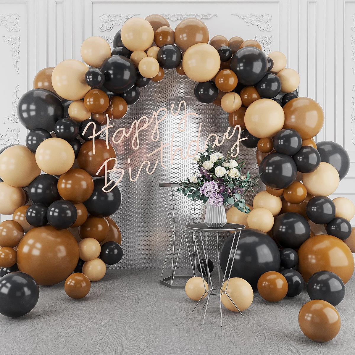 Ready in stock 145pcs Black Brown Nude Balloon Garland Arch Kit  for Graduation Birthday wedding decoration balloons