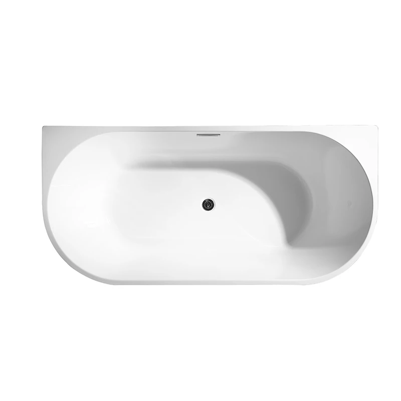 Acrylic seamless Free-Standing Bathtub for Back-to-Wall Installation