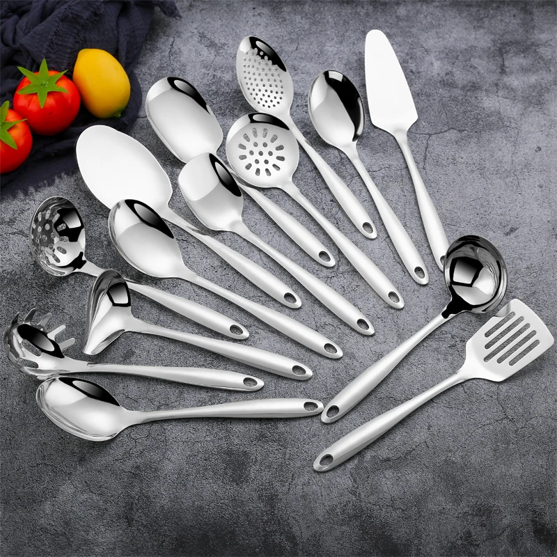 Stainless Steel Kitchen Cooking Tools Utensils cocina cubiertos Serving Spoon And Fork Silverware Soup Spoon Set