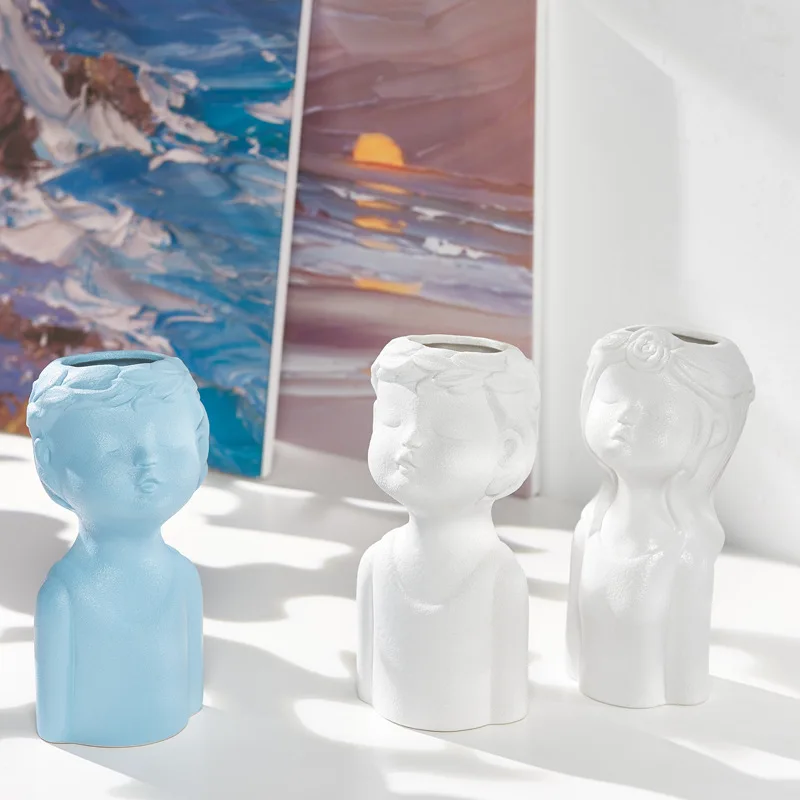 Home Decoration Ceramic Body White Vase Planter Artist Ceramic Body Vase