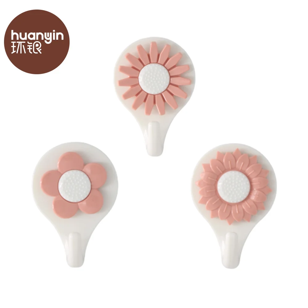 Strong adhesive plastic kids flower wall hook for display