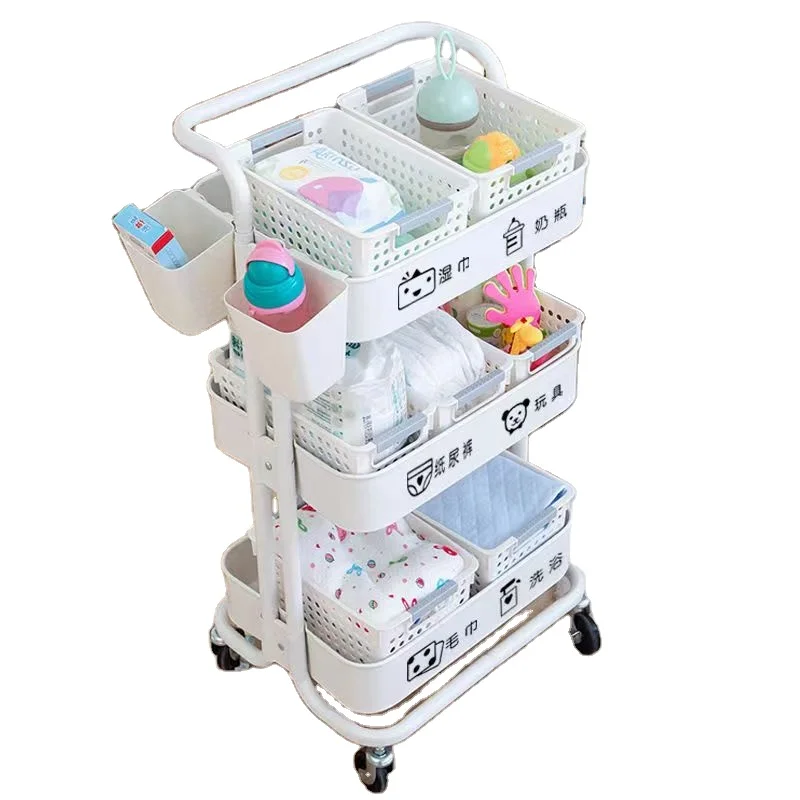nordic small cart rack rolling bath organizer craft rotating basket rack roll cart kitchen basket trolley with basket