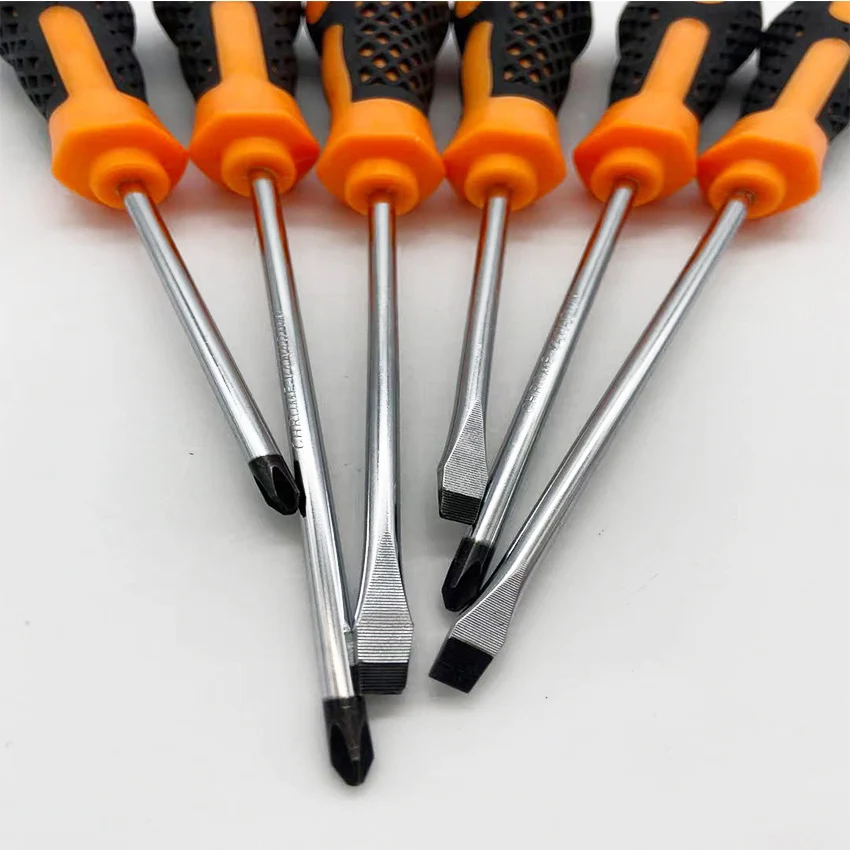 Multi Hand Tools TPR Plastic Handle Chrome Vanadium Slotted Screw Driver Screwdriver Bit Set