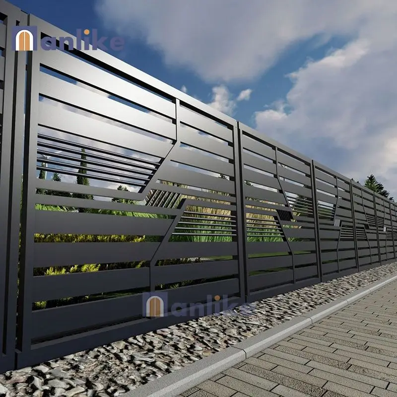 Anlike Canada Courtyard Balcony House Security Temporary Composite Galvanized Aluminium Privacy Fence With Light