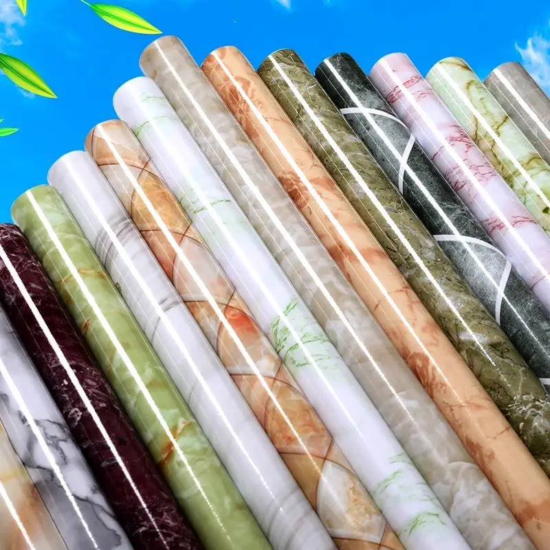 accept custom order marble stickers Waterproof self-adhesive wallpaper Kitchen greaseproof dining table stovetop cabinets door r