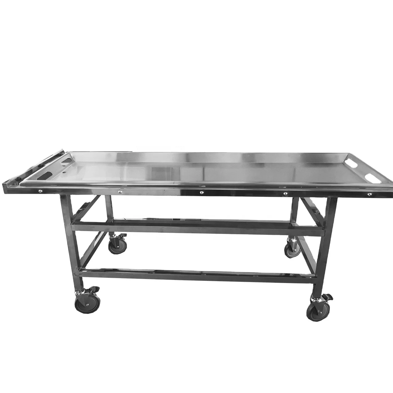 New design roller style hospital use autopsy trolley with brakes