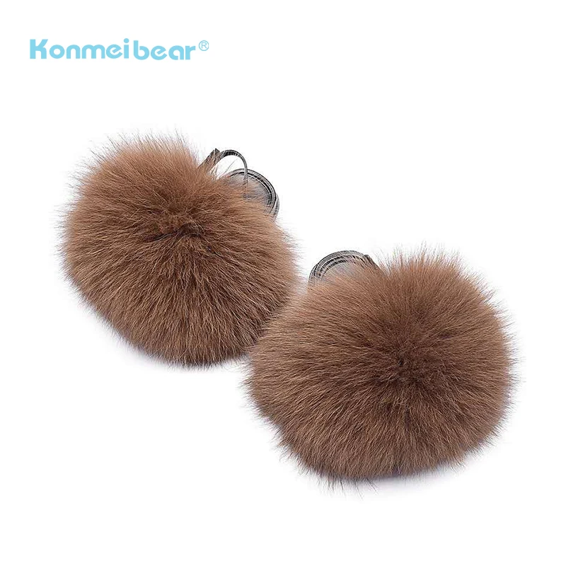 New Style Popular wholesale Real Fox Fur PVC Soft Comfortable Insole With Back Strap Kids