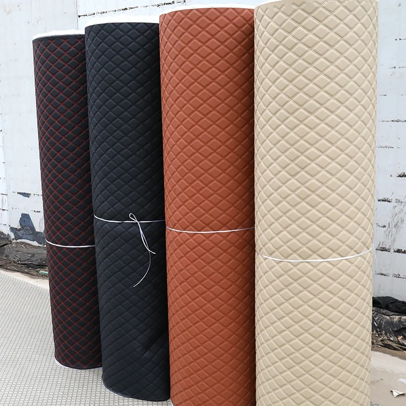 Classical Quilted Embroidery PVC Leather Sponge Rolls For Car Seat Covers