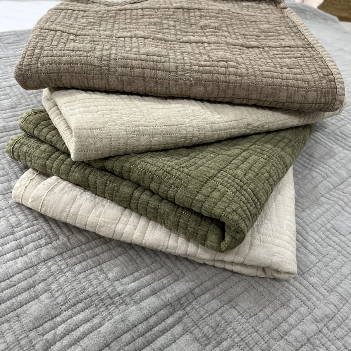 QDTEX 100% Cotton Stonewashed Bedding Quilt Cover bedspread set Full Queen bed cover 3 pcs quilt sets