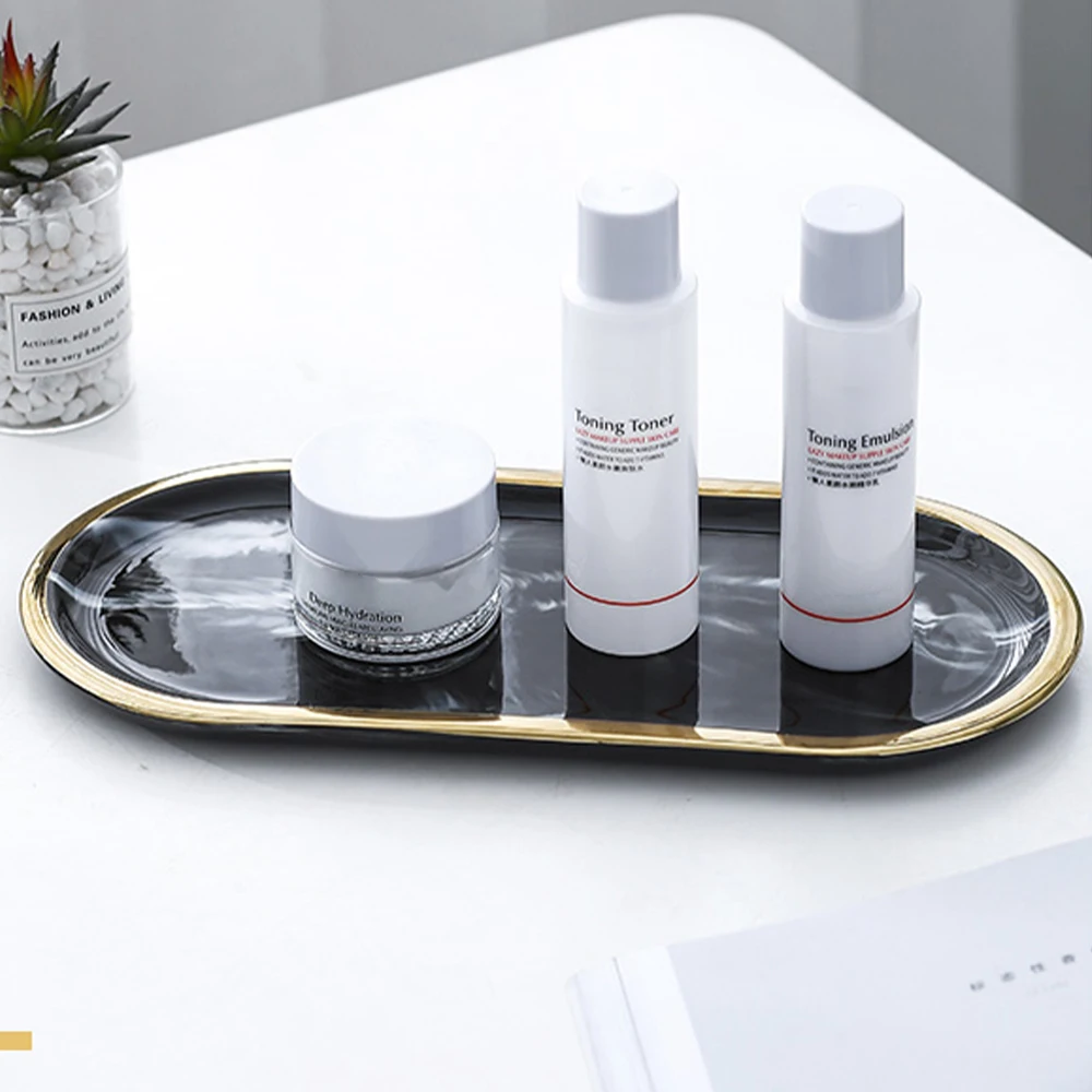 Simple marble storage tray bathroom washbasin toiletries placement rack