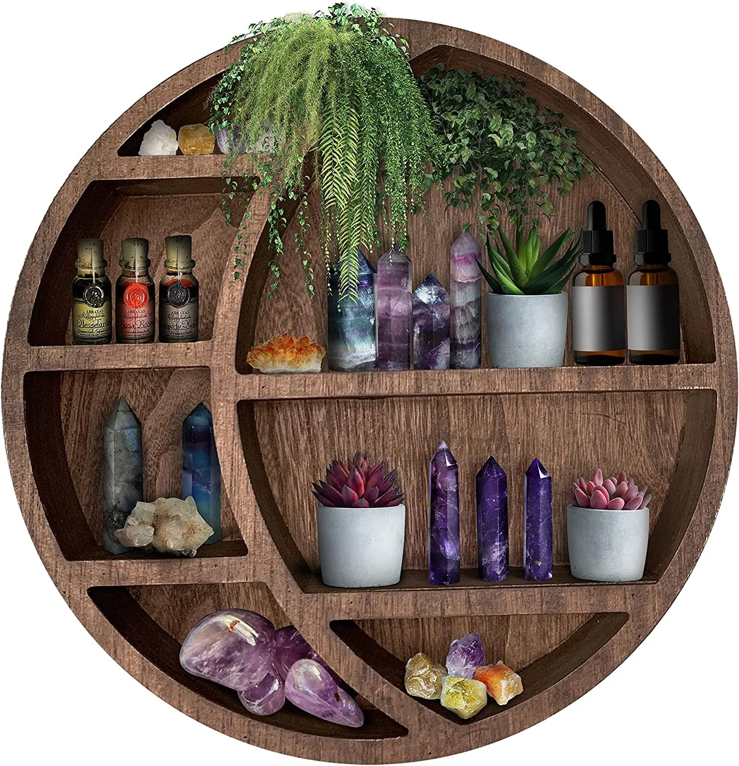 Деревянная плавающая полка в форме Луны, Настенный декор, декоративная подвесная полка для дома в стиле бохо для спальни, общежития, детской комнаты, легко монтируется Stora