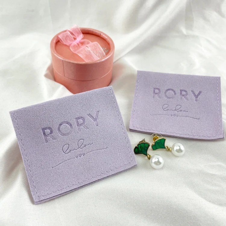Custom logo jewelry bags for earring necklace holder display with insert suede microfiber jewelry packaging velvet pouch