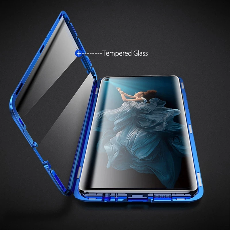 360 Magnetic Adsorption Metal Case For Samsung Galaxy S20 FE M51 A21 M21 A01 A10 A20E A70 S Double-Sided Magnet Glass Case