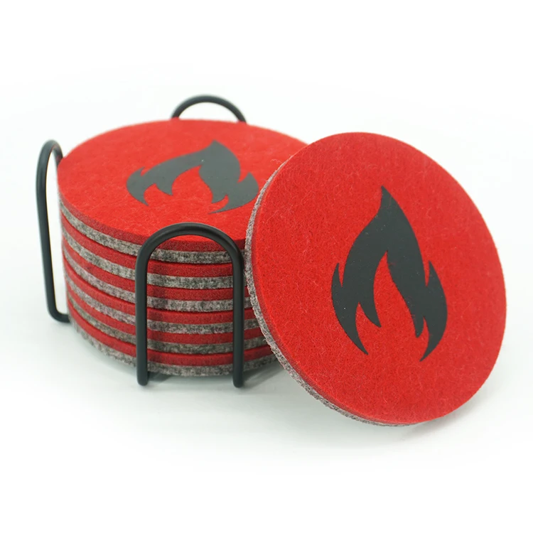 Sublimation hand round mug mat 6piece felt drink coaster set for business