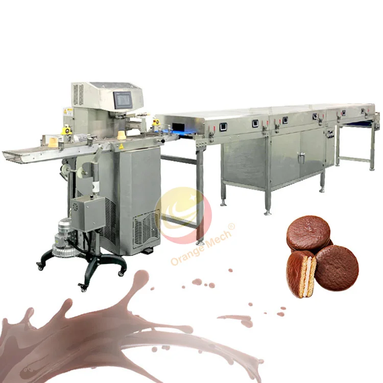 Compound Chocolate Coating Machine Cake Small Melt Chocolate Enrobing Line with Cooling Tunnel
