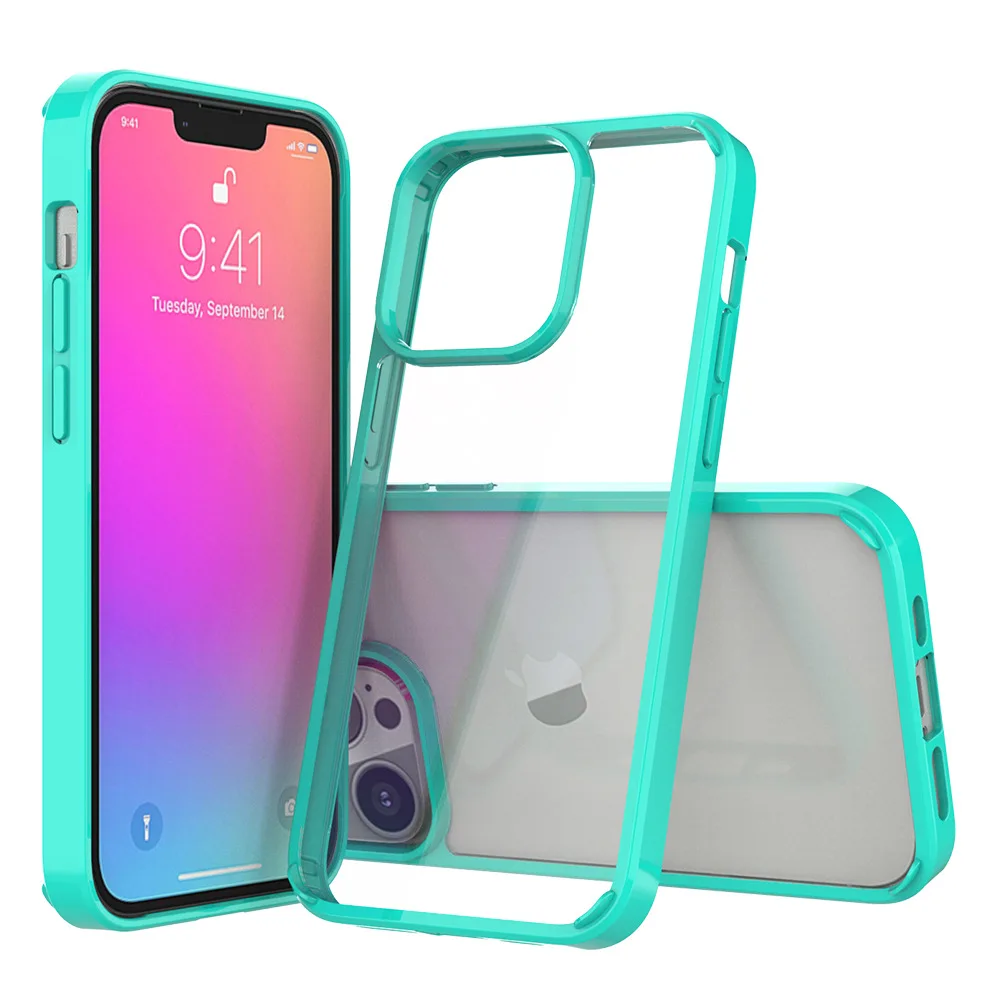 Hot selling 2 in 1 transparent acrylic TPU anti drop clean phone case for iPhone 11 12 13 pro max