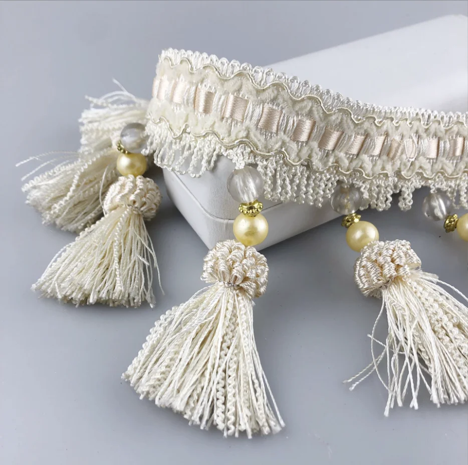 European Palace Style Beaded Fringe Tassel Trim Maker for Trending Curtain Cloth Hanging Webbing