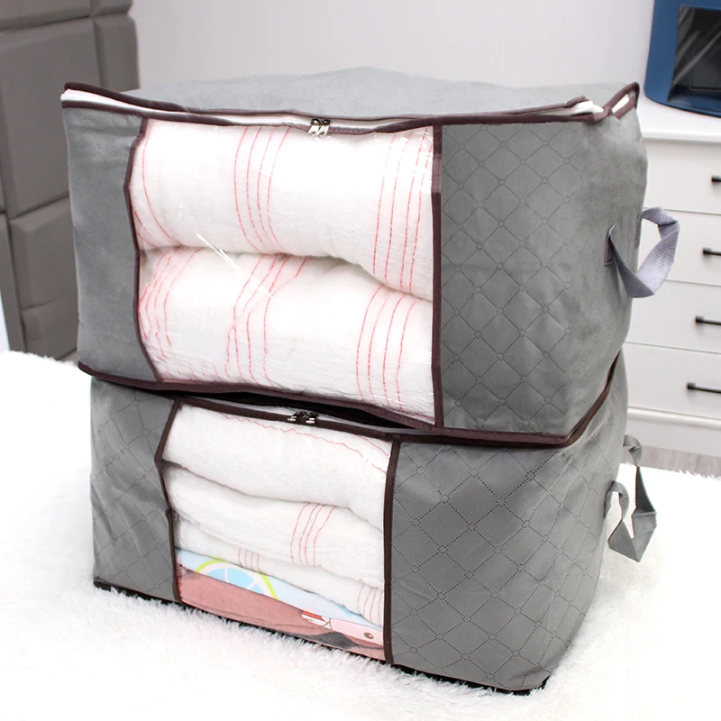 Durable Dustproof Zipper Closure Organizer With Handle Large Capacity Folding Under Bed Quilt Blanket Home Clothes Storage Bag