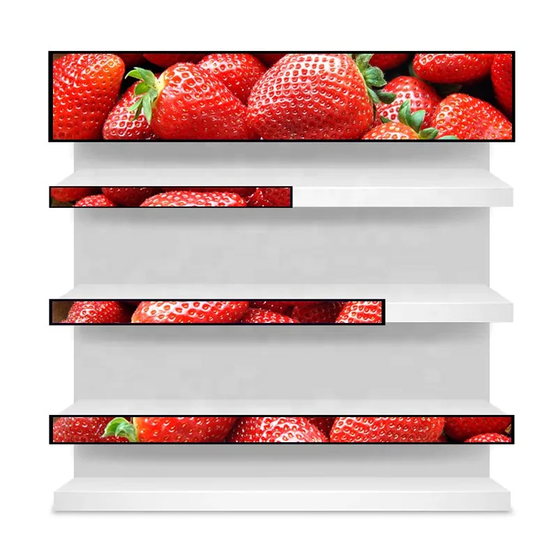 Advertising LCD Screen Stretched Bar Display Shelf Ultra Wide Digital Signs Supermarket Display Monitor Video Playing