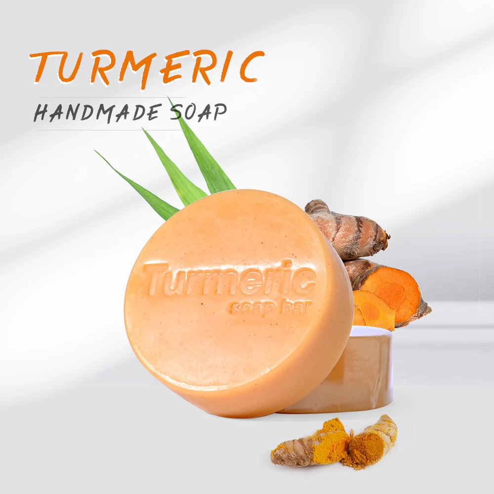 Custom Logo Turmeric Soap Base For Body Face Skin Cleansing Lightening Bath Soap Savon Sabun Handmade Whipped Tumeric Soap Bar
