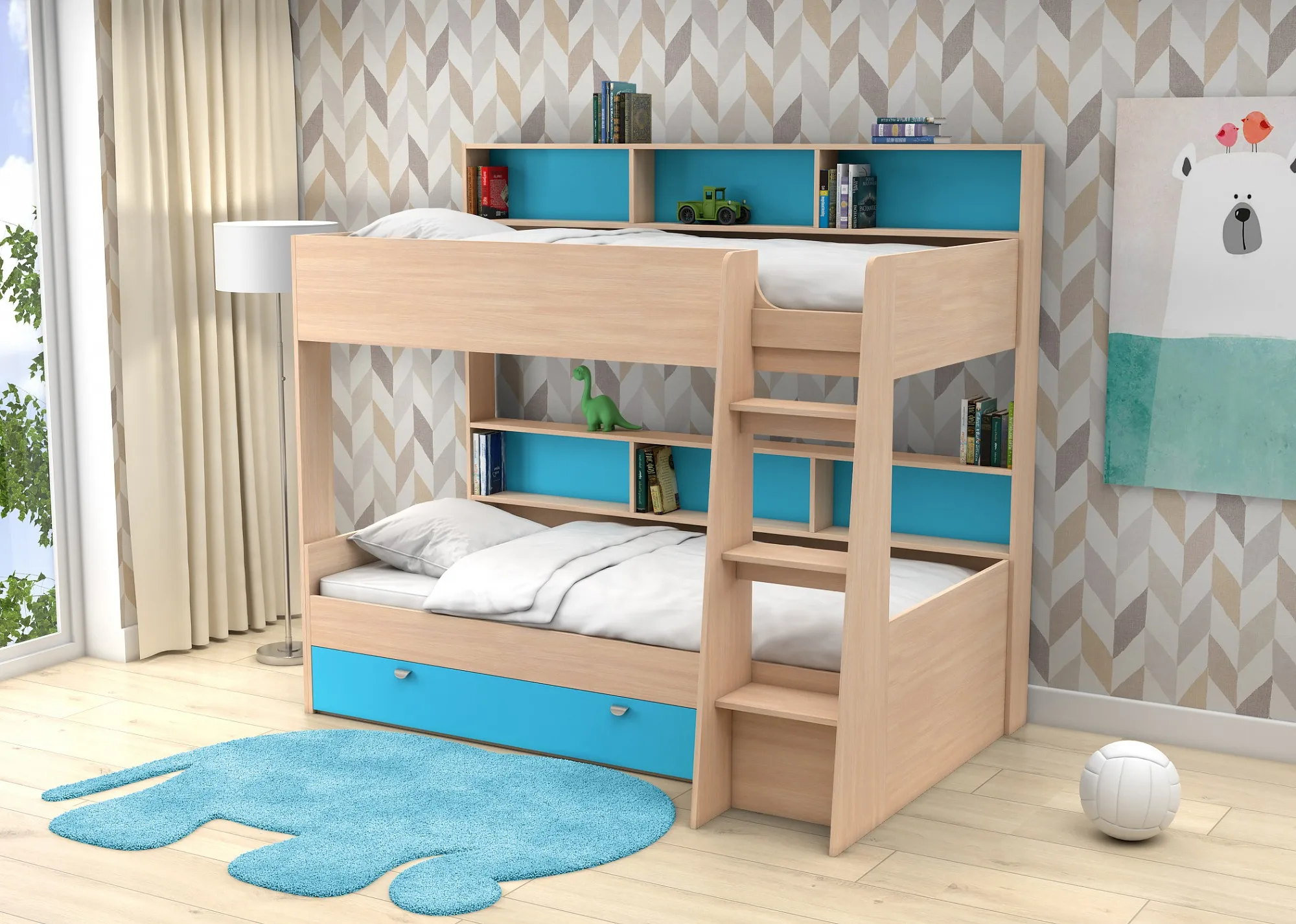 Exw Price Luxury Design Environmental Protection Materials Block Board Children Bunk Bed With Slide