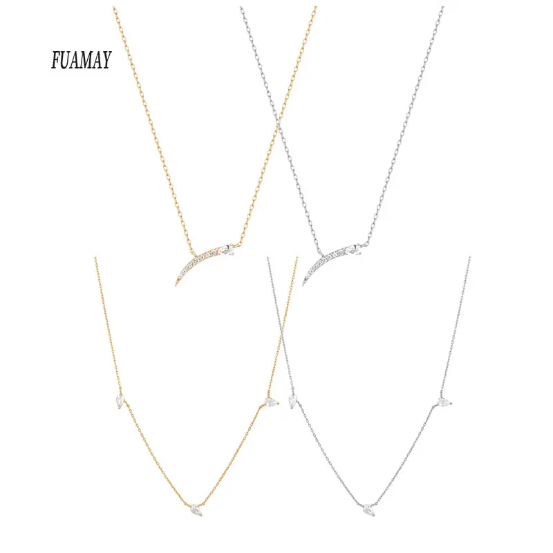 FUAMAY Hot selling men and women fashion 18K Gold Plated Bar Pendant silver Necklace