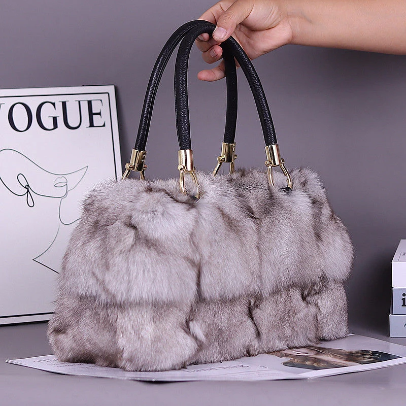 Wholesale Best Match Luxury Real Fox Fur Purses And Handbags For Women