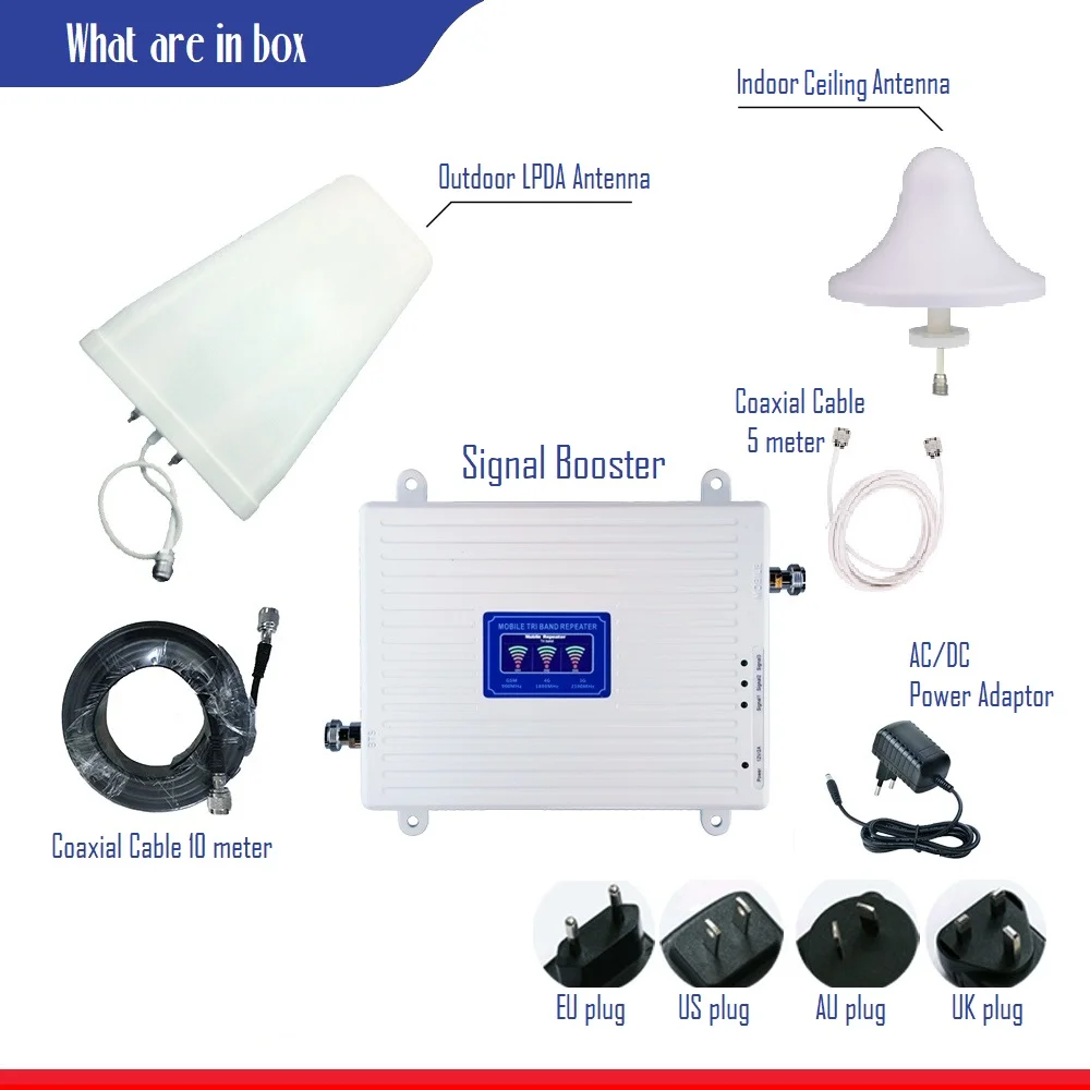  Трехдиапазонный сетевой усилитель HWATEL GSM DCS WCDMA 2G 3G 4G 1800 2100 МГц 3g 4g