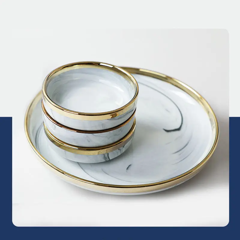 Wholesale hotel nordic christmas marble grey porcelain ceramic dinnerware set wedding luxury tableware