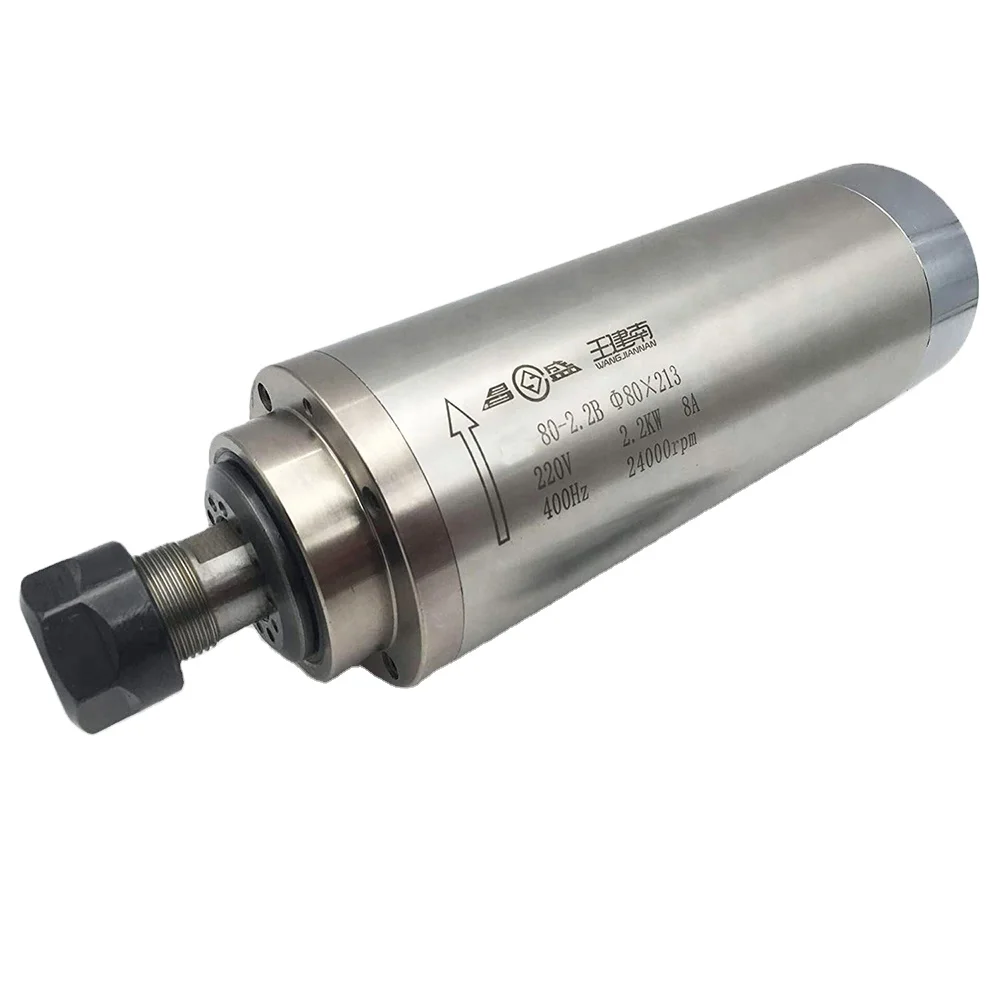 
GDZ80-2.2 ToAuto 24000rpm Spindle 2.2kw ER20 Water-cooled 3 bearings Spindle Motor for CNC Milling Engraving Woodworking 