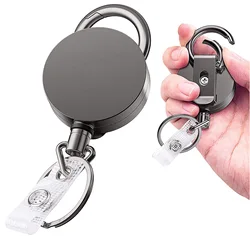 4cm Diameter Heavy Duty cable reel Retractable Reel Metal waterproof ID Badge Holder with Belt Clip Key Ring for Name Card