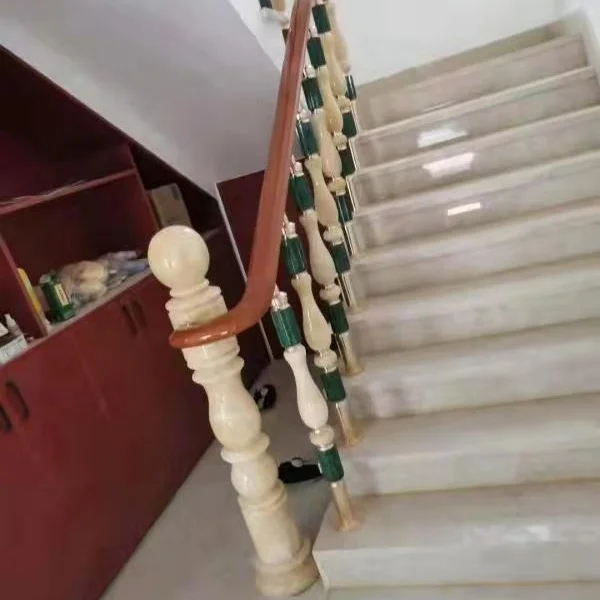 High Quality Modern Style Luxury Aluminum Handrail Railing Stair Handrail Railing Aluminum Accessories Marble Pillars