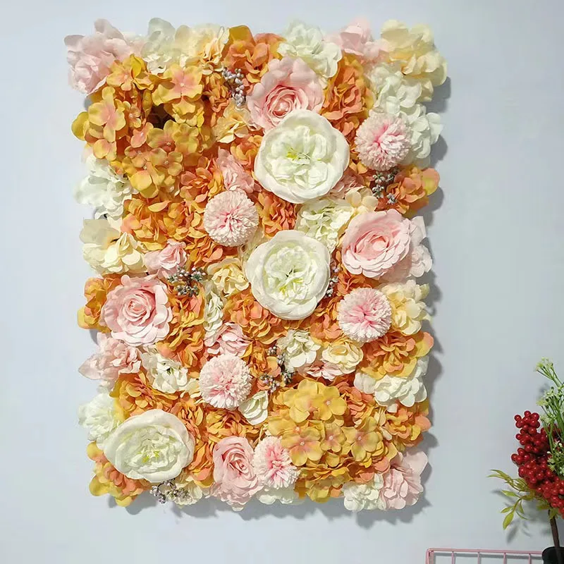 40*60cm High Quality Artificial Flower Wall Panels For Wedding Venue Decoration 3D Silk Flowers Black Flower Wall