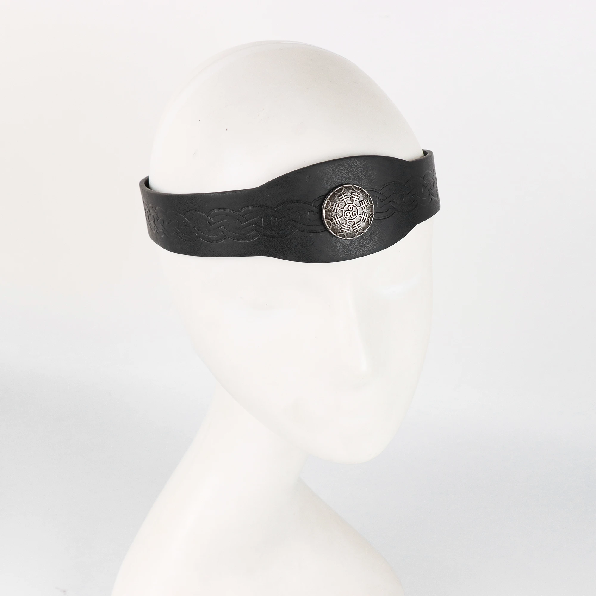 Medieval Embossed Faux Leather Headpiece, Retro Renaissance Adjustable Headband, Cosplay Costume Accessories