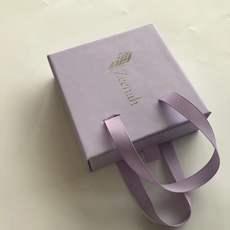 Trending new Purple Bow Ribbon Printed Paper Jewelry Packaging Boxes
