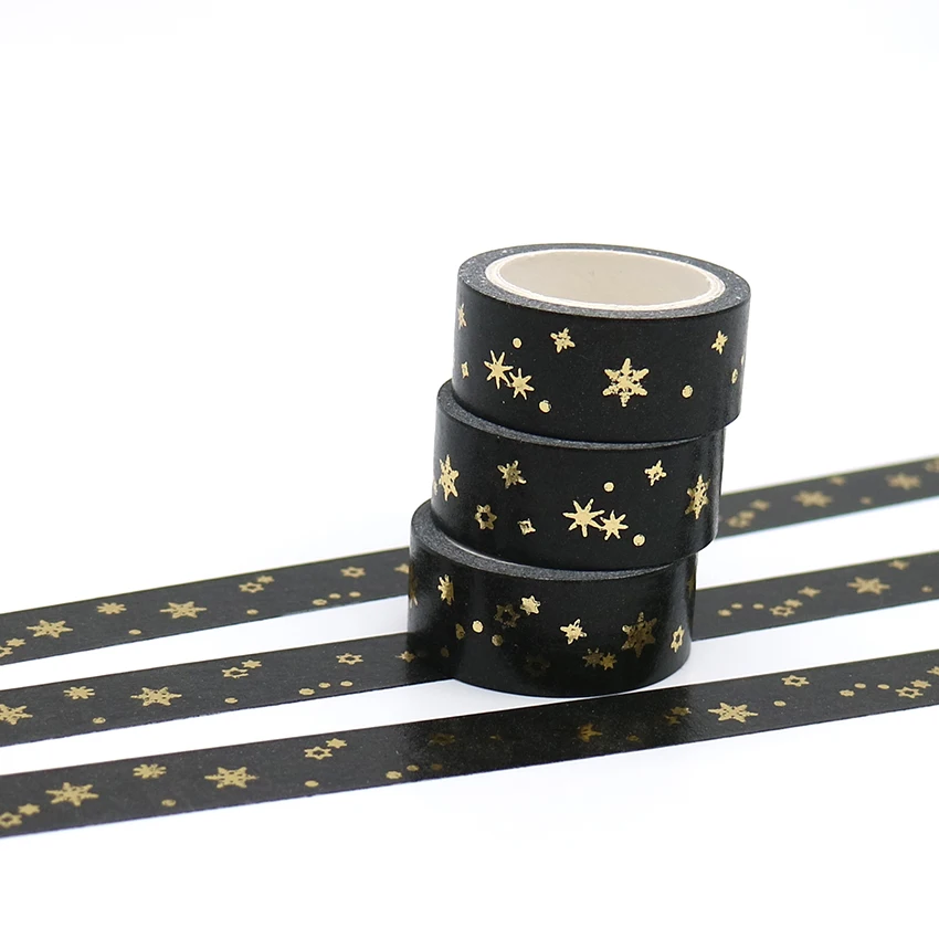 Gold Foil Star Snowflakes Washi Tape Japanese Stationery Scrapbooking Decorative  Masking Tape