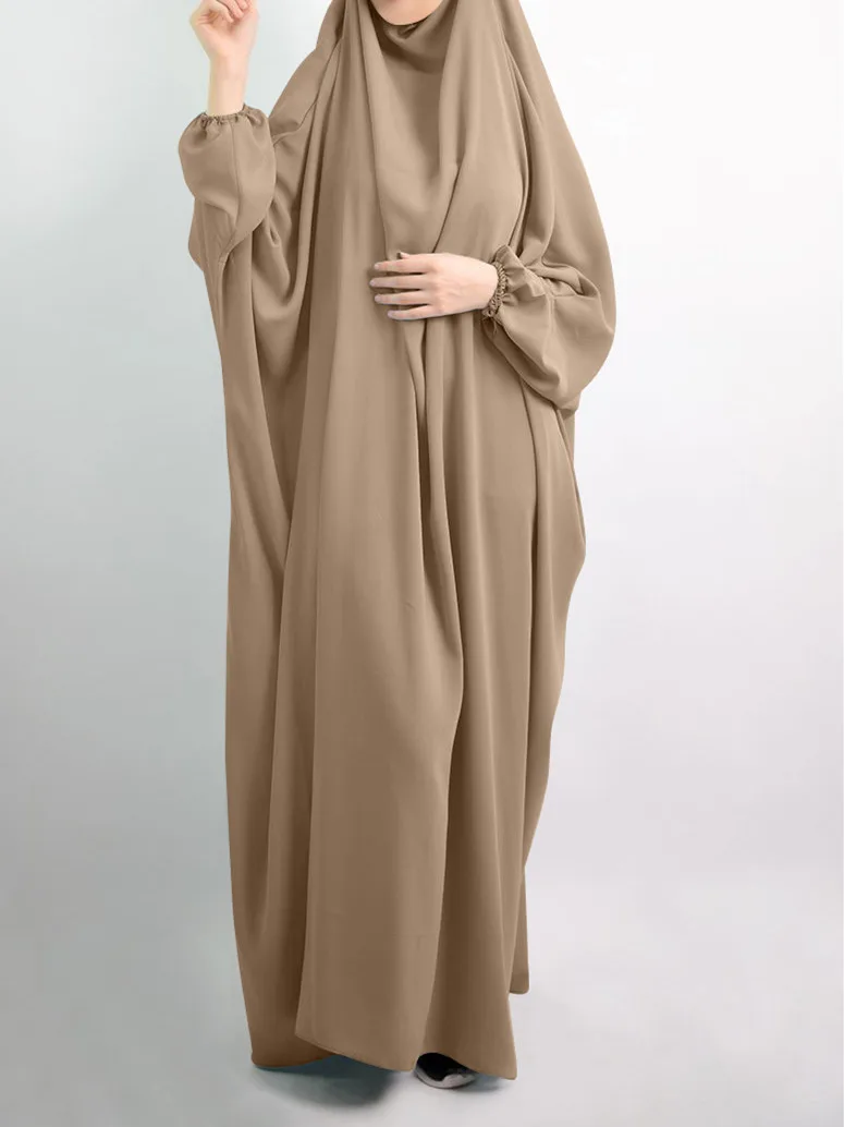 
Plus Size Solid Color Bat Sleeve Dubai Turkey Robe Dress Abaya muslim women prayer clothing 